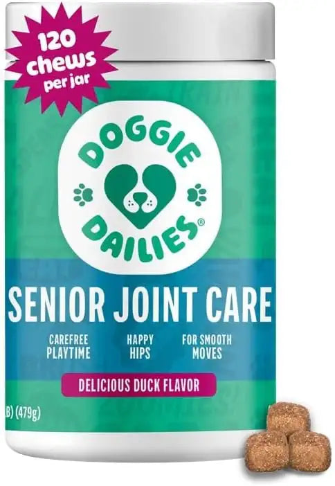 DOGGIE DAILIES - Doggie Dailies Advanced Senior Hip and Joint for Dogs Duck 120 Masticables - The Red Vitamin MX - Cuidado De Cadera Y Articulaciones Para Perros - {{ shop.shopifyCountryName }}