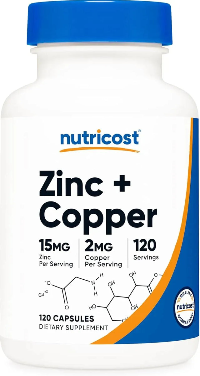 NUTRICOST - Nutricost Zinc + Copper 120 Capsulas - The Red Vitamin MX - Suplementos Alimenticios - {{ shop.shopifyCountryName }}