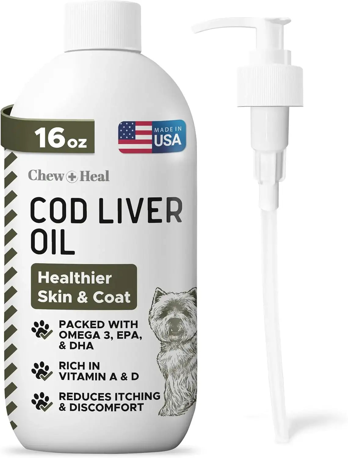 CHEW + HEAL - Chew + Heal Labs Pure Cod Liver Oil for Dogs 16 Fl.Oz. - The Red Vitamin MX - Aceite De Pescado Para Perros - {{ shop.shopifyCountryName }}
