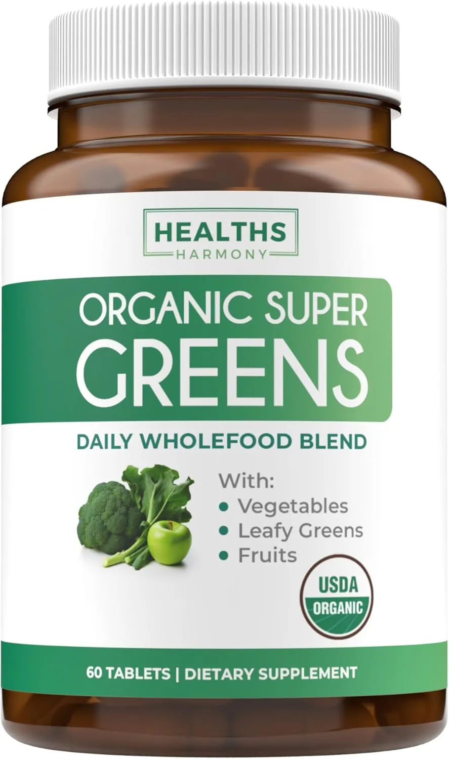 HEALTHS HARMONY - Healths Harmony USDA Organic Greens Powder 60 Tabletas - The Red Vitamin MX - Suplementos Alimenticios - {{ shop.shopifyCountryName }}