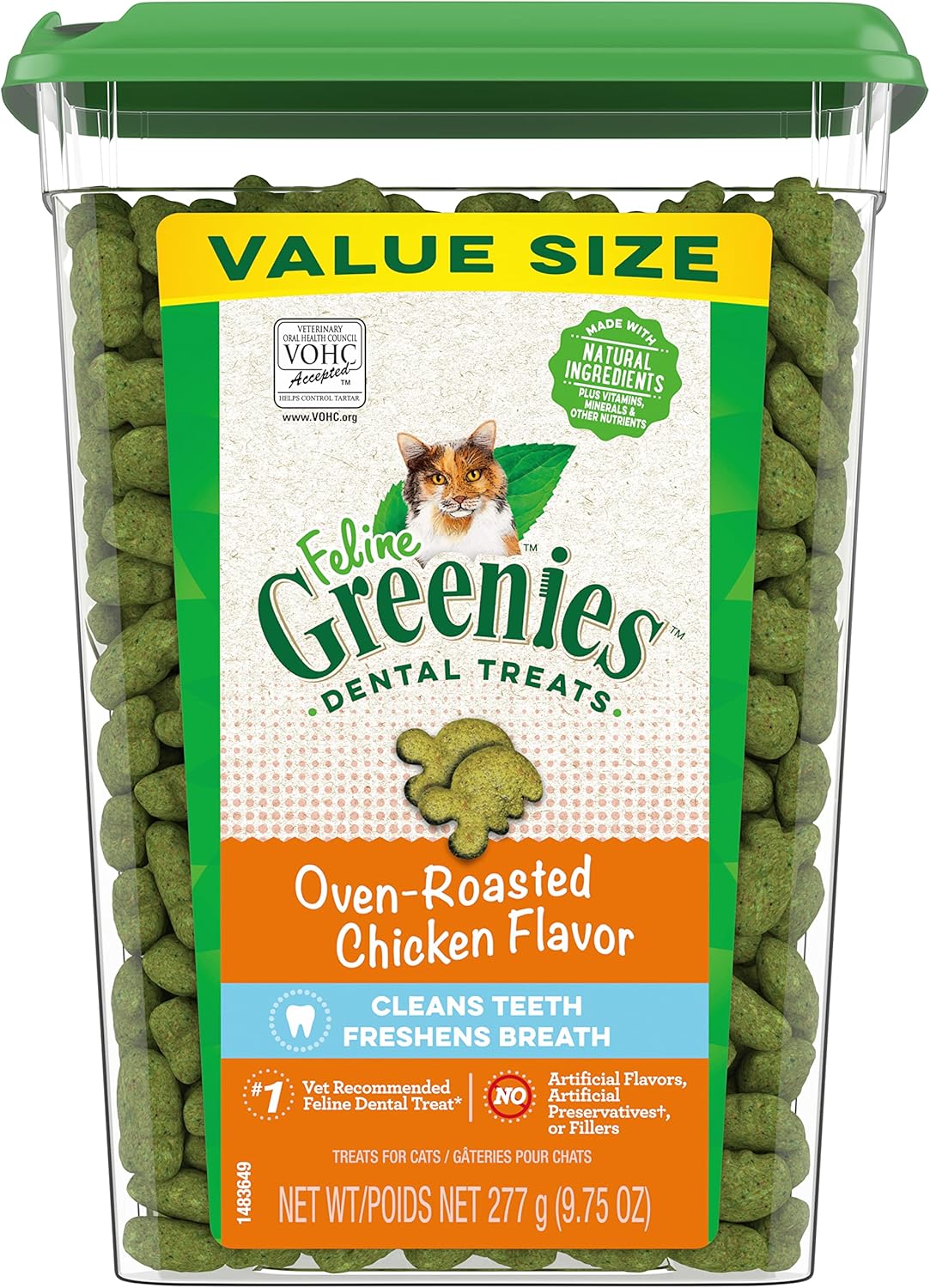 Greenies Feline Adult Dental Cat Treats Oven Roasted Chicken Flavor 277Gr.