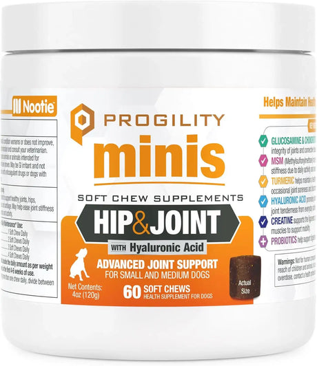 NOOTIE - Nootie Progility Mini Hip & Joint Small & Medium Breed Chew Supplement for Dogs 60 Masticables - The Red Vitamin MX - Cuidado De Cadera Y Articulaciones Para Perros - {{ shop.shopifyCountryName }}