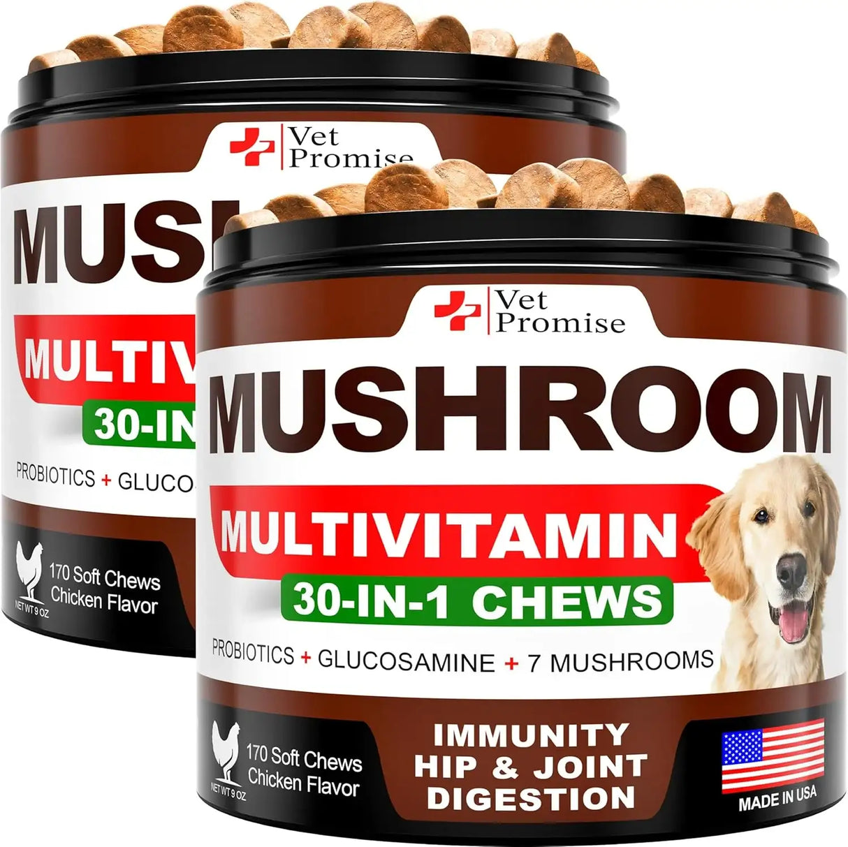 VET PROMISE - Vet Promise Mushroom for Dogs 170 Masticables 2 Pack - The Red Vitamin MX - Suplementos Herbales Para Perros - {{ shop.shopifyCountryName }}