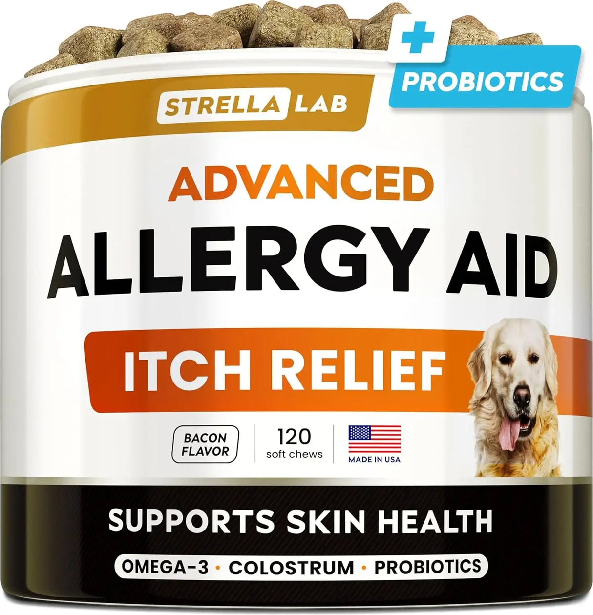 STRELLALAB - StrellaLab Advanced Dog Allergy Relief & Anti Itch Support Chews Bacon 120 Masticables - The Red Vitamin MX - Remedios Para La Picazón De Perros - {{ shop.shopifyCountryName }}