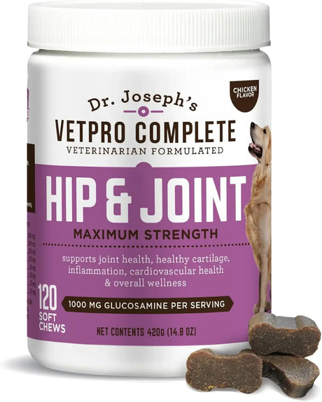 DR. JOSEPH'S - Dr. Joseph's VetPro Complete Dog Hip and Joint Chicken Flavored 120 Masticables - The Red Vitamin MX - Cuidado De Cadera Y Articulaciones Para Perros - {{ shop.shopifyCountryName }}