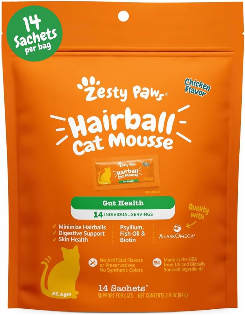 Zesty Paws Hairball Cat Mousse 14 Paquetes