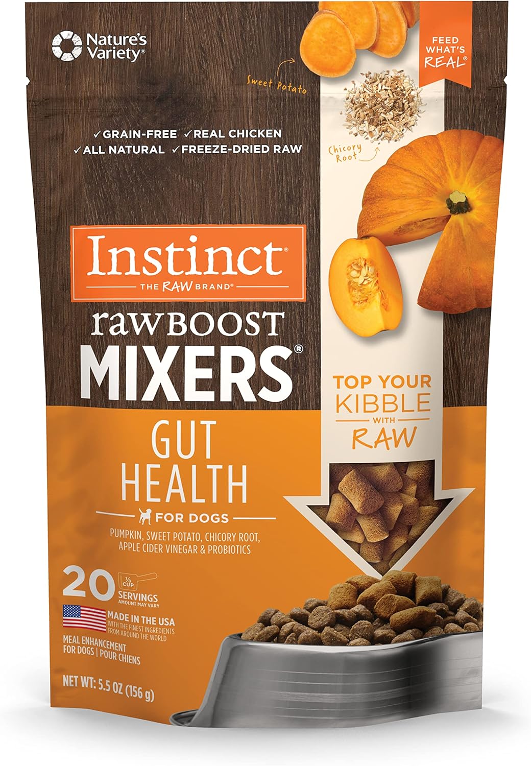 Instinct Raw Boost Mixers Gut Health Freeze-Dried Dog Food Topper 156Gr.