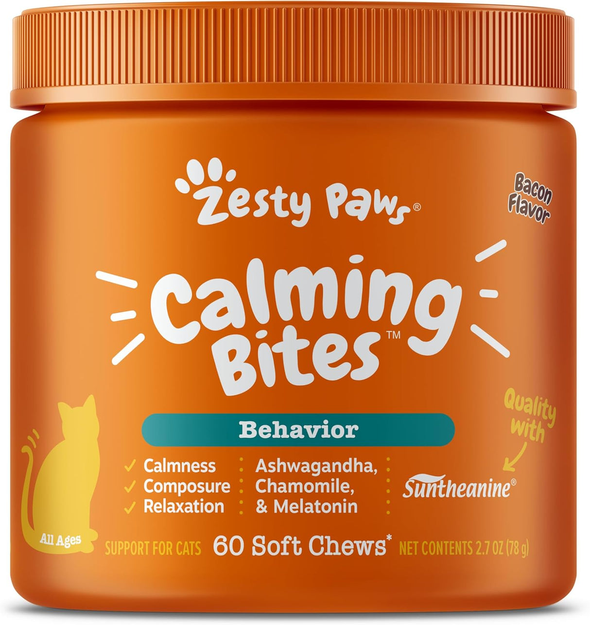 Zesty Paws Calming Chews for Cats Bacon 60 Masticables