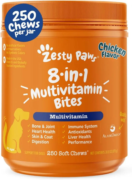 ZESTY PAWS - Zesty Paws Multivitamin Treats for Dogs Chicken Flavor 250 Masticables - The Red Vitamin MX - Cuidado De Los Ojos De Los Perros - {{ shop.shopifyCountryName }}