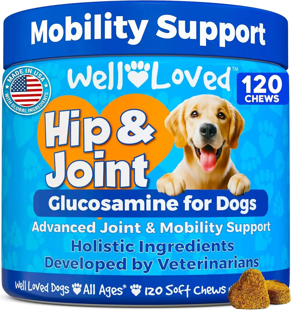 WELL LOVED - Well Loved Hip and Joint Chews with MSM 120 Masticables - The Red Vitamin MX - Cuidado De Cadera Y Articulaciones Para Perros - {{ shop.shopifyCountryName }}