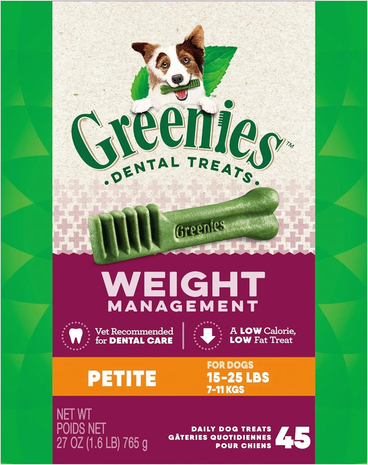 GREENIES - Greenies Weight Management Petite Natural Dog Dental Care Chews 45 Piezas - The Red Vitamin MX - Cuidado Dental Para Perros - {{ shop.shopifyCountryName }}
