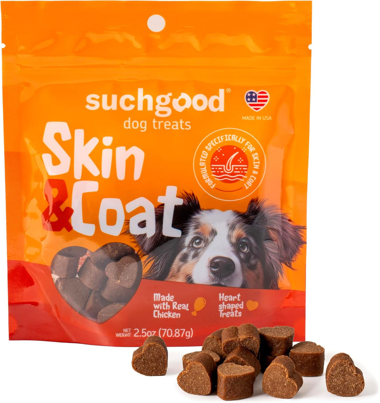 SuchGood Skin and Coat Dog Treats 70 Masticables 2 Pack