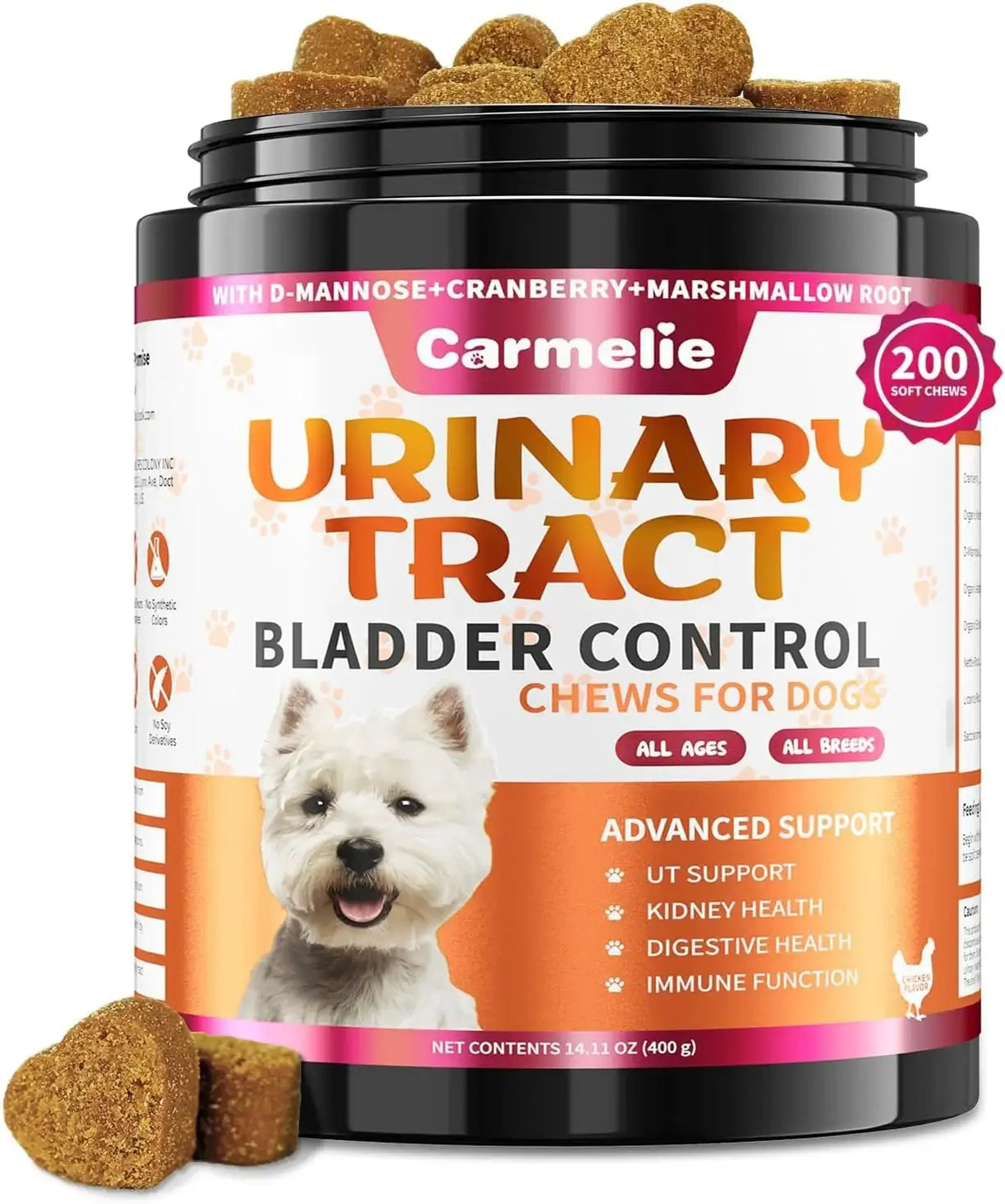 CARMELIE - Carmelie Dog Urinary Tract Supplement 200 Masticables - The Red Vitamin MX - Salud De Tracto Urinario Para Perros - {{ shop.shopifyCountryName }}