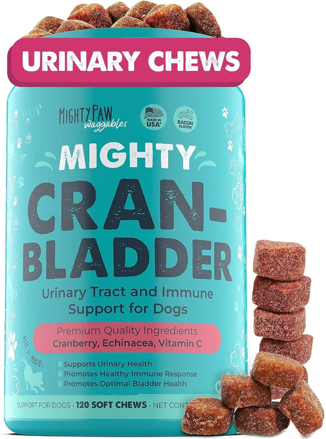 MIGHTY PAW - Mighty Paw Waggables Cran-Bladder 120 Masticables - The Red Vitamin MX - Salud De Tracto Urinario Para Perros - {{ shop.shopifyCountryName }}