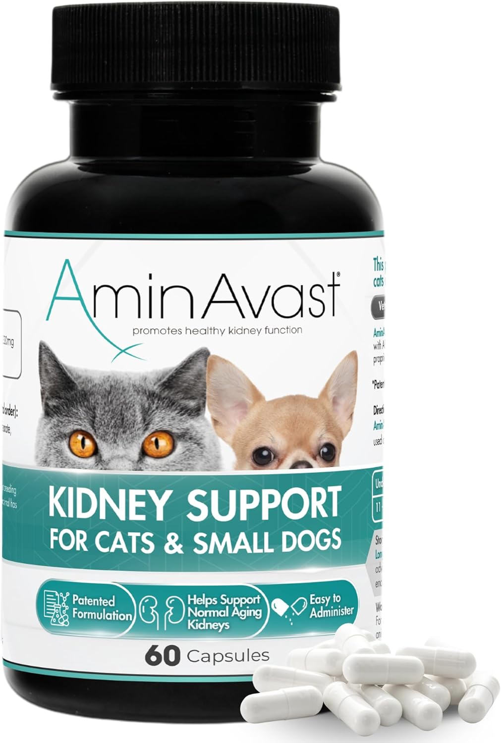 AminAvast Small Dogs & Cat Kidney Support 60 Capsulas