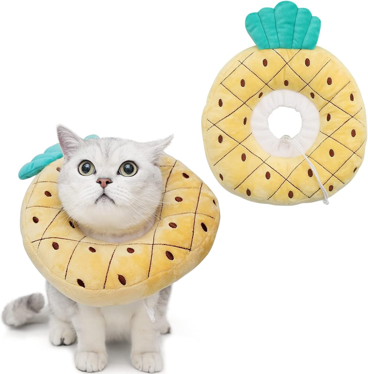 ANWA Adjustable Cat Cone Collar Soft Pineapple Large