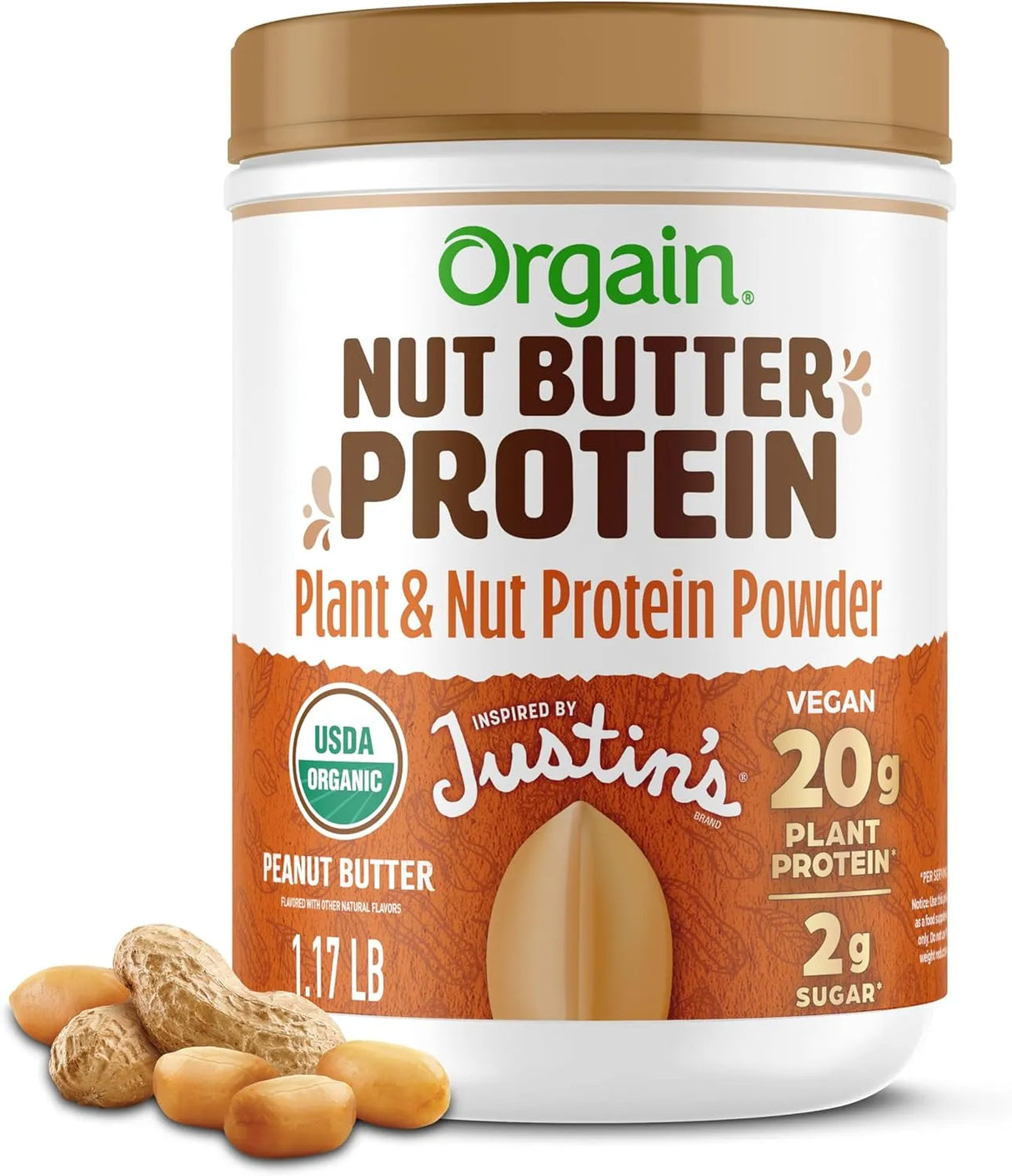 ORGAIN - Orgain X Justin's Organic Vegan Nut Butter Protein Powder Peanut Butter 1.17 Lb. - The Red Vitamin MX - Suplementos Alimenticios - {{ shop.shopifyCountryName }}