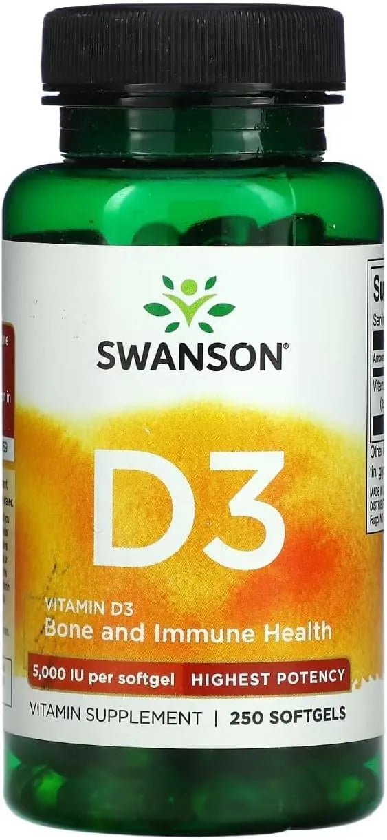 SWANSON - Swanson Vitamin D-3 5000 IU 250 Capsulas Blandas - The Red Vitamin MX - Suplementos Alimenticios - {{ shop.shopifyCountryName }}