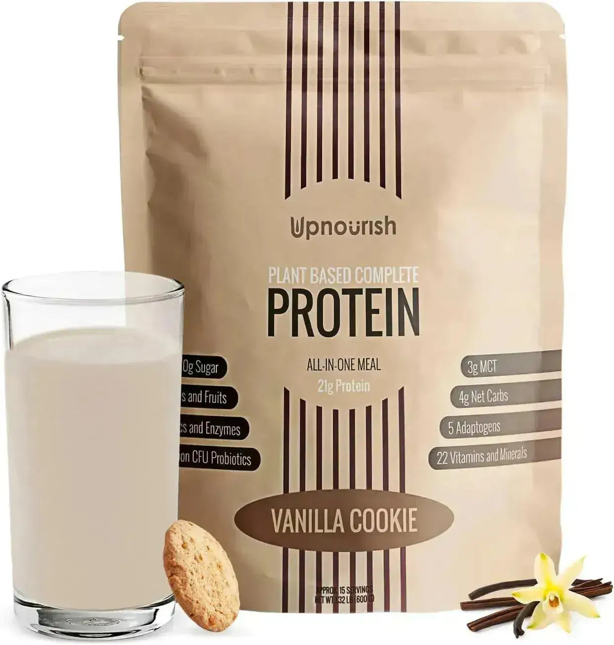 UPNOURISH - UpNourish Vegan Protein Powder Vanilla Cookie 15 Servicios 600Gr. - The Red Vitamin MX - Suplementos Alimenticios - {{ shop.shopifyCountryName }}