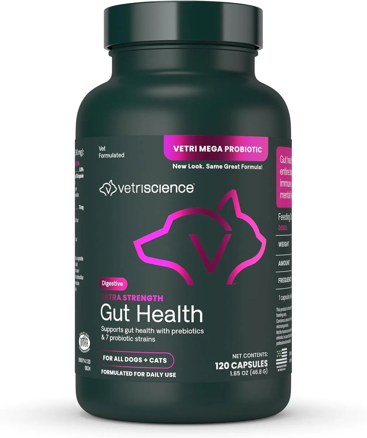 VETRISCIENCE - VetriScience Extra Strength Gut Health Probiotic & Prebiotic 120 Capsulas - The Red Vitamin MX - Probióticos Para Perros - {{ shop.shopifyCountryName }}