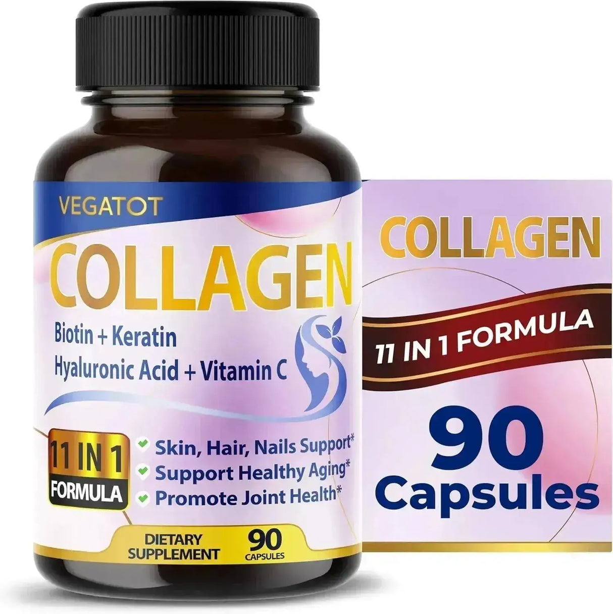 VEGATOT - VEGATOT Collagen with Hyaluronic Acid Vitamin C Biotin & Keratin 90 Capsulas - The Red Vitamin MX - Suplementos Alimenticios - {{ shop.shopifyCountryName }}