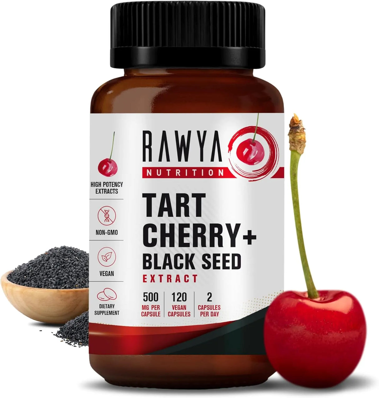 RAWYA - RAWYA Nutrition Tart Cherry Extract with Black Seed Powder 500Mg. 120 Capsulas - The Red Vitamin MX - Suplementos Alimenticios - {{ shop.shopifyCountryName }}