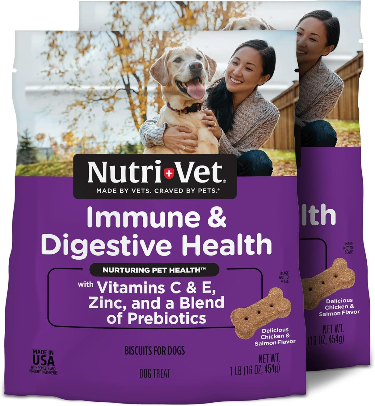Nutri-Vet Immune & Digestive Health Biscuits for Dogs 454Gr. 2 Pack