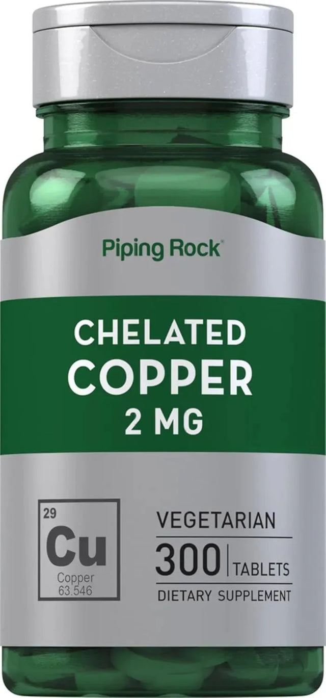 PIPING ROCK - Piping Rock Chelated Copper 2Mg. 300 Tabletas - The Red Vitamin MX - Suplementos Alimenticios - {{ shop.shopifyCountryName }}
