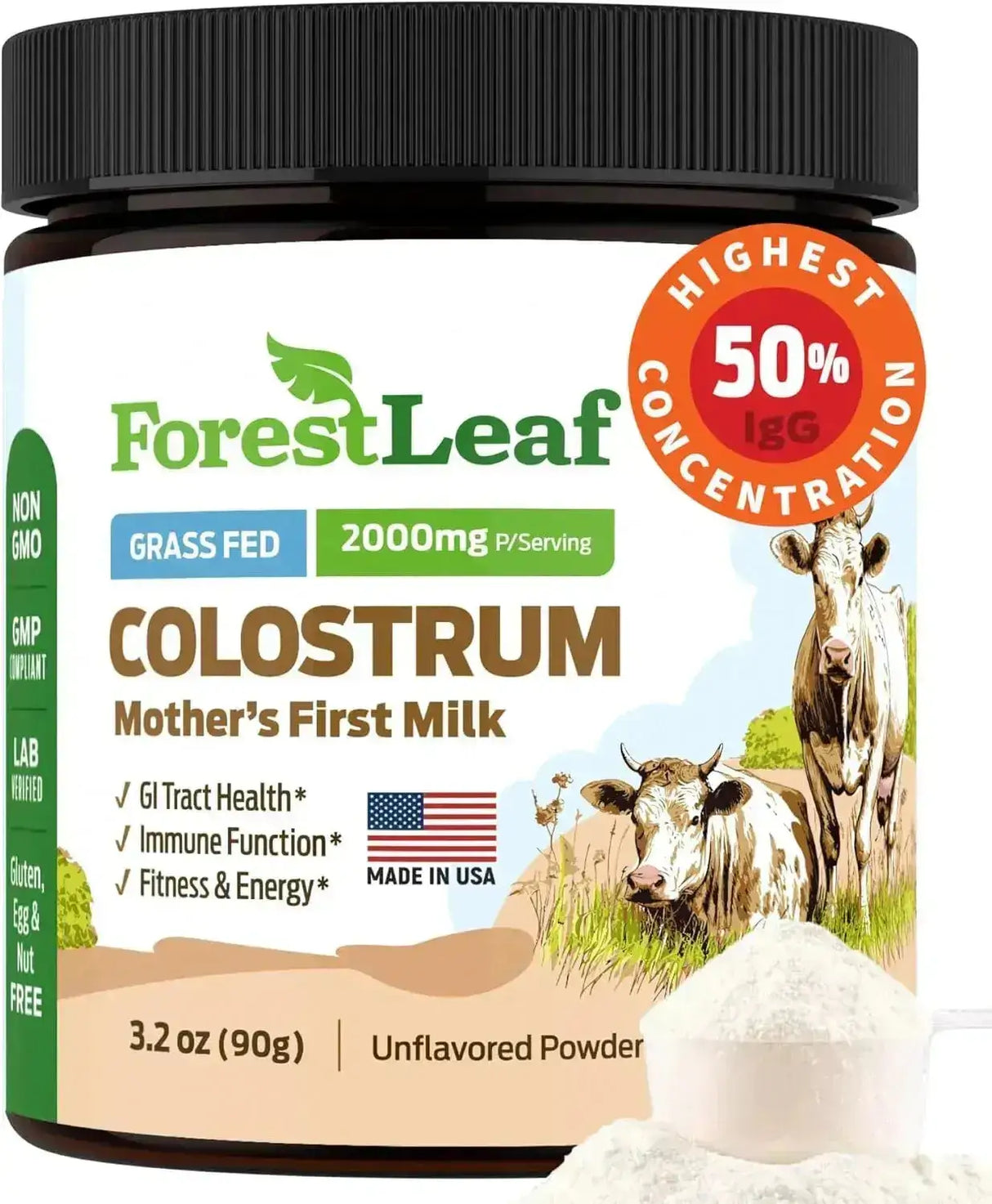 FOREST LEAF - ForestLeaf Colostrum Powder 50% IgG Unflavored 45 Servicios 90Gr. - The Red Vitamin MX - Suplementos Alimenticios - {{ shop.shopifyCountryName }}