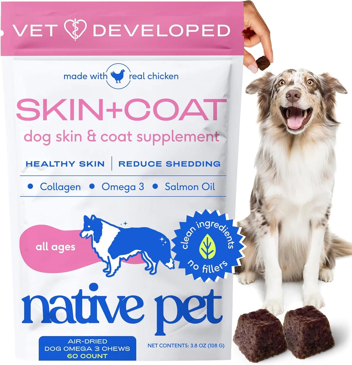 NATIVE PET - Native Pet Omega Skin and Coat Chews for Dogs 60 Masticables - The Red Vitamin MX - Aceite De Pescado Para Perros - {{ shop.shopifyCountryName }}