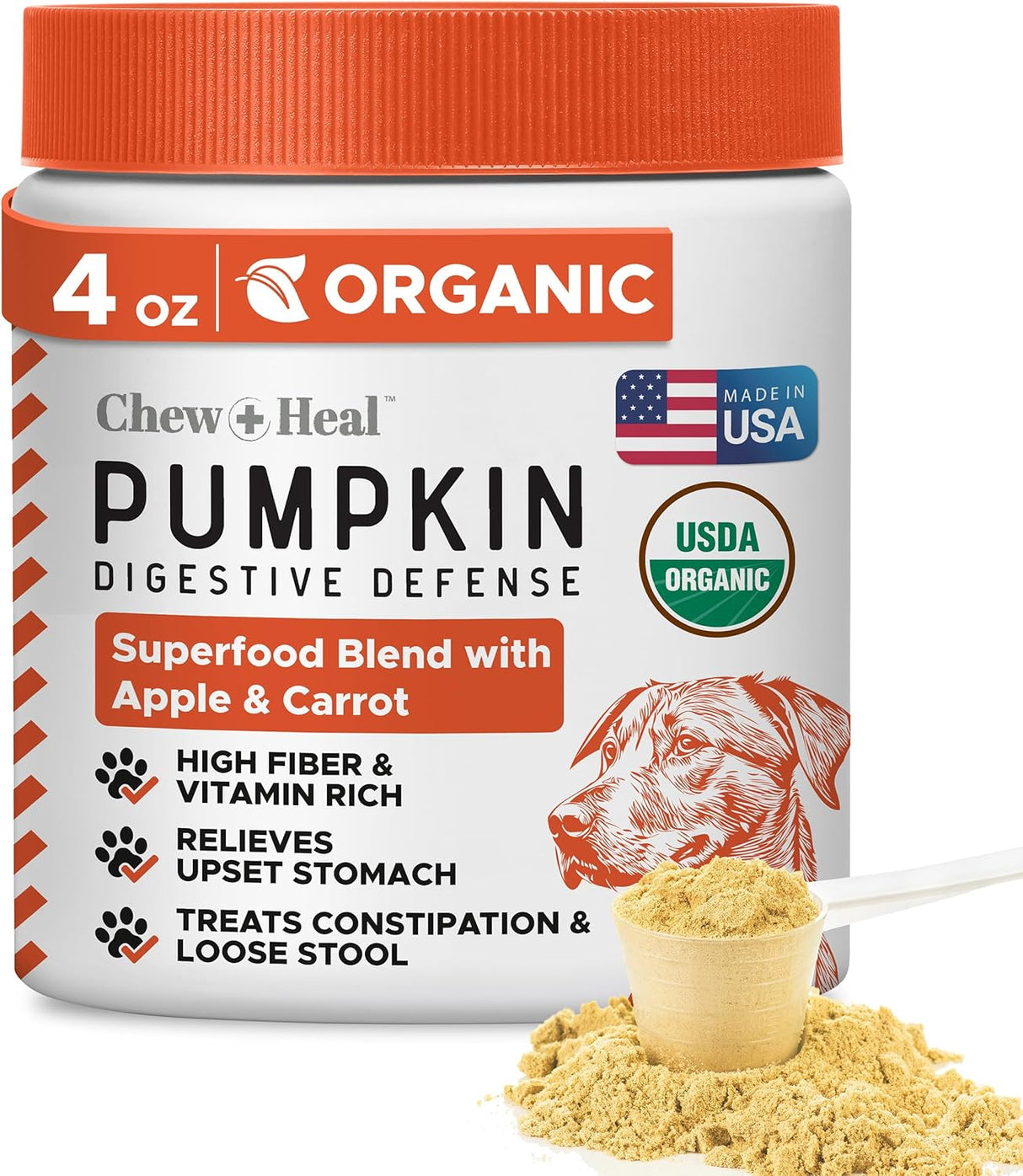 Chew + Heal Labs Organic Pumpkin Powder for Dogs 4 Oz.