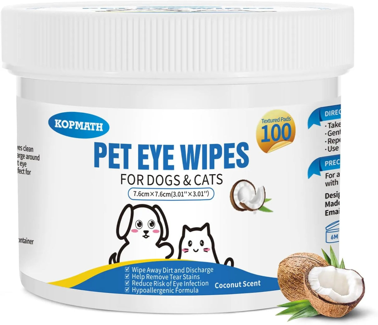 KOPMATH - Kopmath Dog Eye Wipes Coconut Scent 100 Toallitas - The Red Vitamin MX - Cuidado De Los Ojos De Los Perros - {{ shop.shopifyCountryName }}