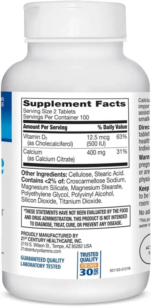 21ST CENTURY - 21st Century Calcium Citrate + D3 Petites 200 Tabletas - The Red Vitamin MX - Suplementos Alimenticios - {{ shop.shopifyCountryName }}