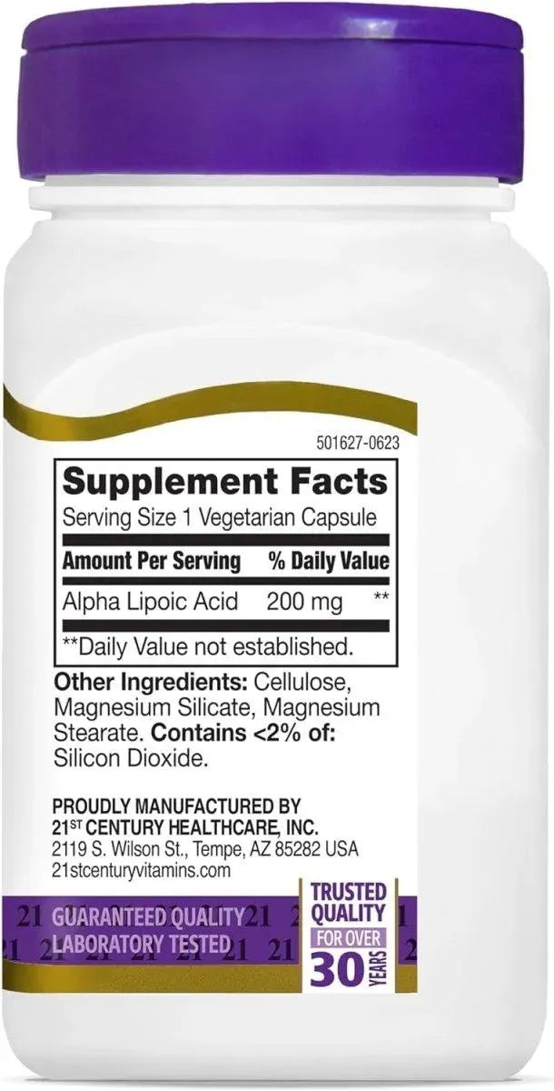 21ST CENTURY - 21st Century Healthcare Alpha Lipoic Acid 200Mg. 60 Capsulas - The Red Vitamin MX - Suplementos Alimenticios - {{ shop.shopifyCountryName }}