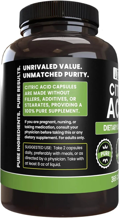 PURE ORIGINAL INGREDIENTS - Pure Original Ingredients Citric Acid 365 Capsulas - The Red Vitamin MX - Suplementos Alimenticios - {{ shop.shopifyCountryName }}