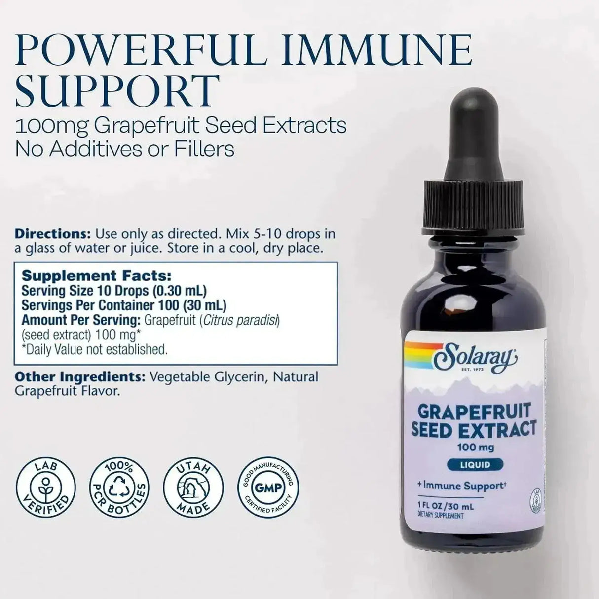 SOLARAY - Solaray Grapefruit Seed Extract Liquid 100Mg. 1 Fl.Oz. - The Red Vitamin MX - Suplementos Alimenticios - {{ shop.shopifyCountryName }}