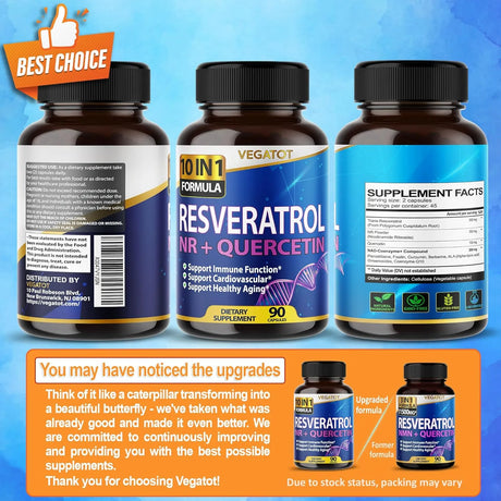 VEGATOT - VEGATOT 10 in 1 High Strength Resveratrol 90 Capsulas - The Red Vitamin MX - Suplementos Alimenticios - {{ shop.shopifyCountryName }}