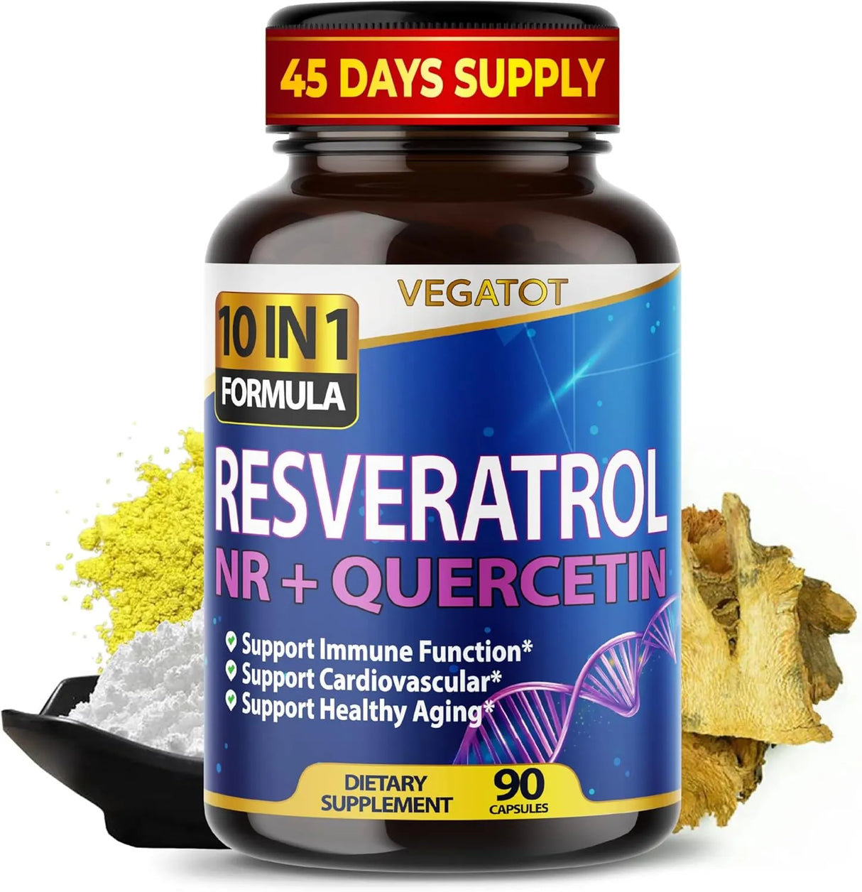 VEGATOT - VEGATOT 10 in 1 High Strength Resveratrol 90 Capsulas - The Red Vitamin MX - Suplementos Alimenticios - {{ shop.shopifyCountryName }}