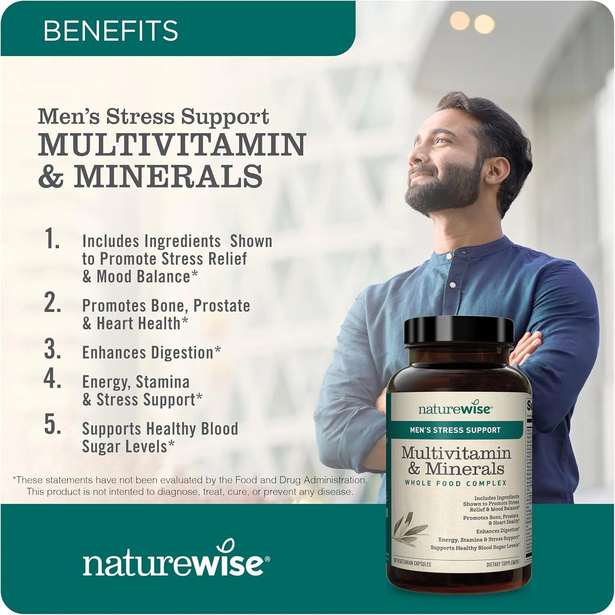 NATUREWISE - Naturewise NatureWise Multivitamin for Men + Stress Support + Fulvic Ionic Minerals + Probiotics for Immunity 60 Capsulas - The Red Vitamin MX - Suplementos Alimenticios - {{ shop.shopifyCountryName }}