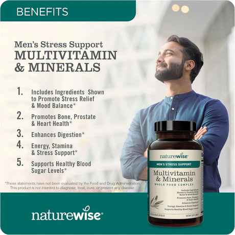 NATUREWISE - Naturewise NatureWise Multivitamin for Men + Stress Support + Fulvic Ionic Minerals + Probiotics for Immunity 60 Capsulas - The Red Vitamin MX - Suplementos Alimenticios - {{ shop.shopifyCountryName }}