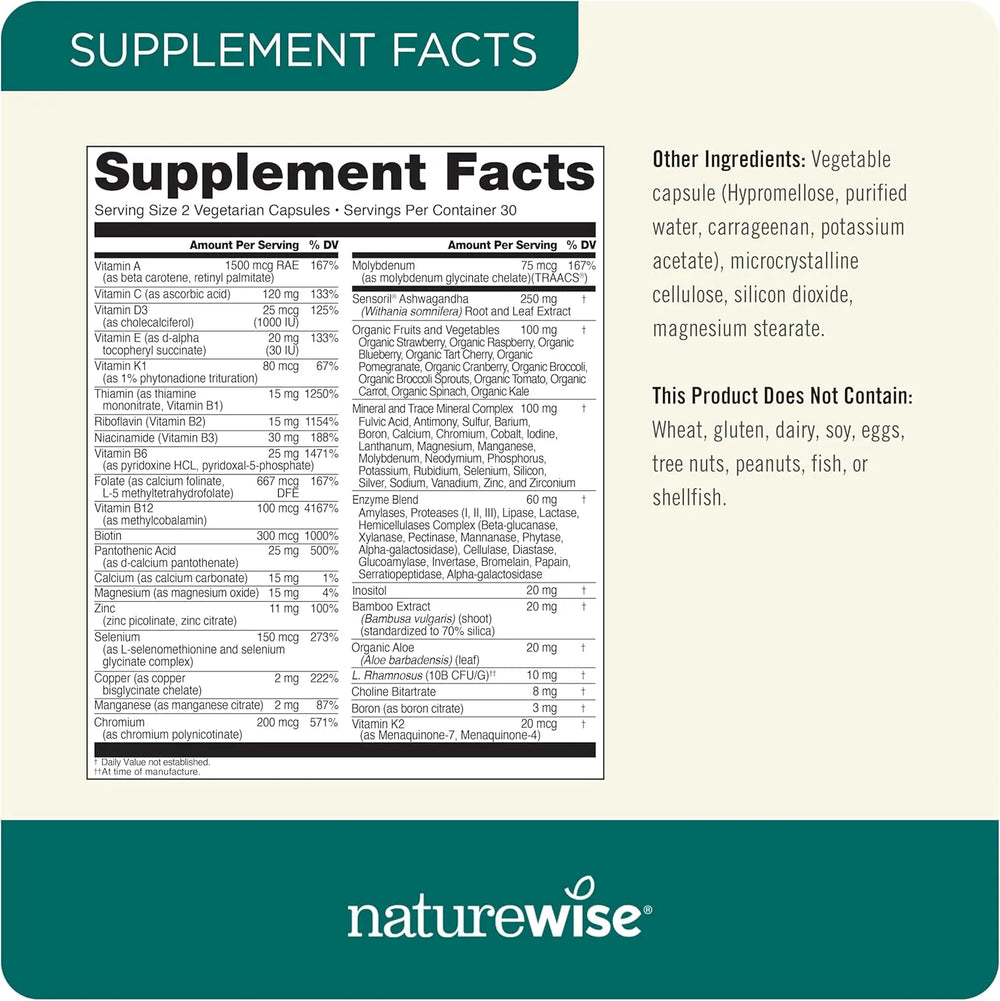 NATUREWISE - Naturewise NatureWise Multivitamin for Men + Stress Support + Fulvic Ionic Minerals + Probiotics for Immunity 60 Capsulas - The Red Vitamin MX - Suplementos Alimenticios - {{ shop.shopifyCountryName }}