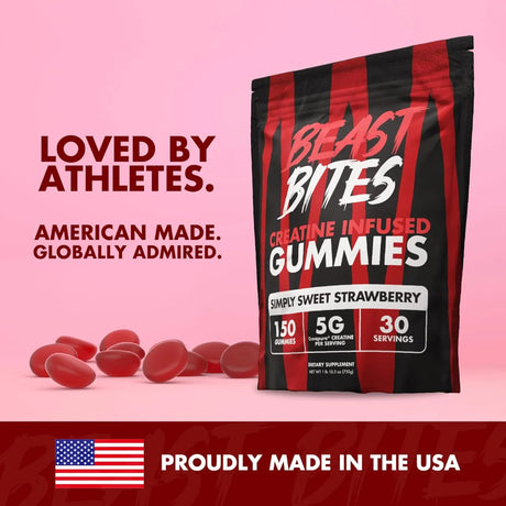 BEAST BITES - BEAST BITES Creatine Bites 5g Creatine Monohydrate Strawberry 30 Gomitas - The Red Vitamin MX - Suplementos Alimenticios - {{ shop.shopifyCountryName }}