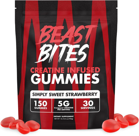 BEAST BITES - BEAST BITES Creatine Bites 5g Creatine Monohydrate Strawberry 30 Gomitas - The Red Vitamin MX - Suplementos Alimenticios - {{ shop.shopifyCountryName }}