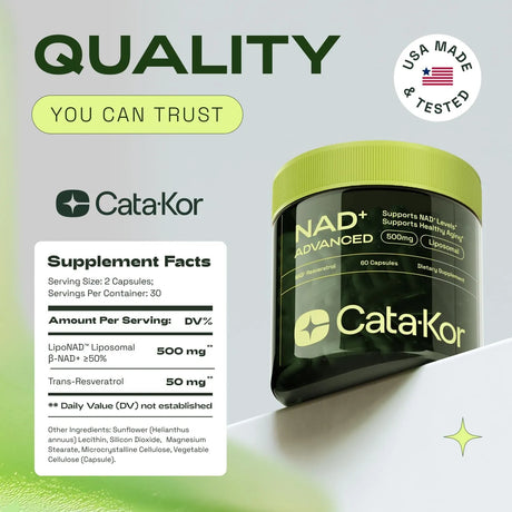 CATA-KOR - Cata-Kor NAD Liposomal NAD Supplement w/Resveratrol Nueva Imagen 60 Capsulas - The Red Vitamin MX - Suplementos Alimenticios - {{ shop.shopifyCountryName }}