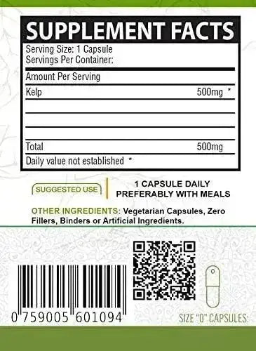 NUTREEVIT - NutreeVit Pure Organic Kelp 500Mg. 100 Capsulas - The Red Vitamin MX - Suplementos Alimenticios - {{ shop.shopifyCountryName }}