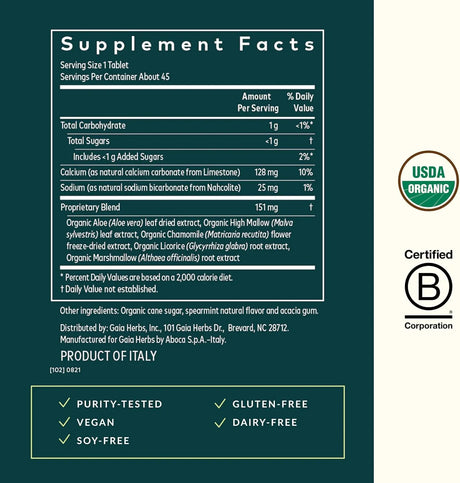 GAIA HERBS - Gaia Herbs Reflux Relief with Marshmallow Root Chamomile Aloe Licorice and High Mallow 45 Tabletas Masticables - The Red Vitamin MX - Suplementos Alimenticios - {{ shop.shopifyCountryName }}