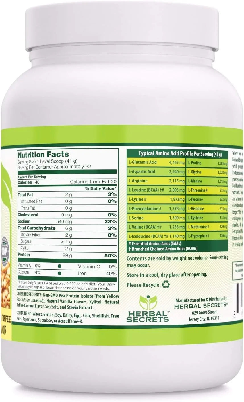 HERBAL SECRETS - Herbal Secrets Pea Protein Powder Vanilla Toffee Flavor 907Gr. - The Red Vitamin MX - Suplementos Alimenticios - {{ shop.shopifyCountryName }}
