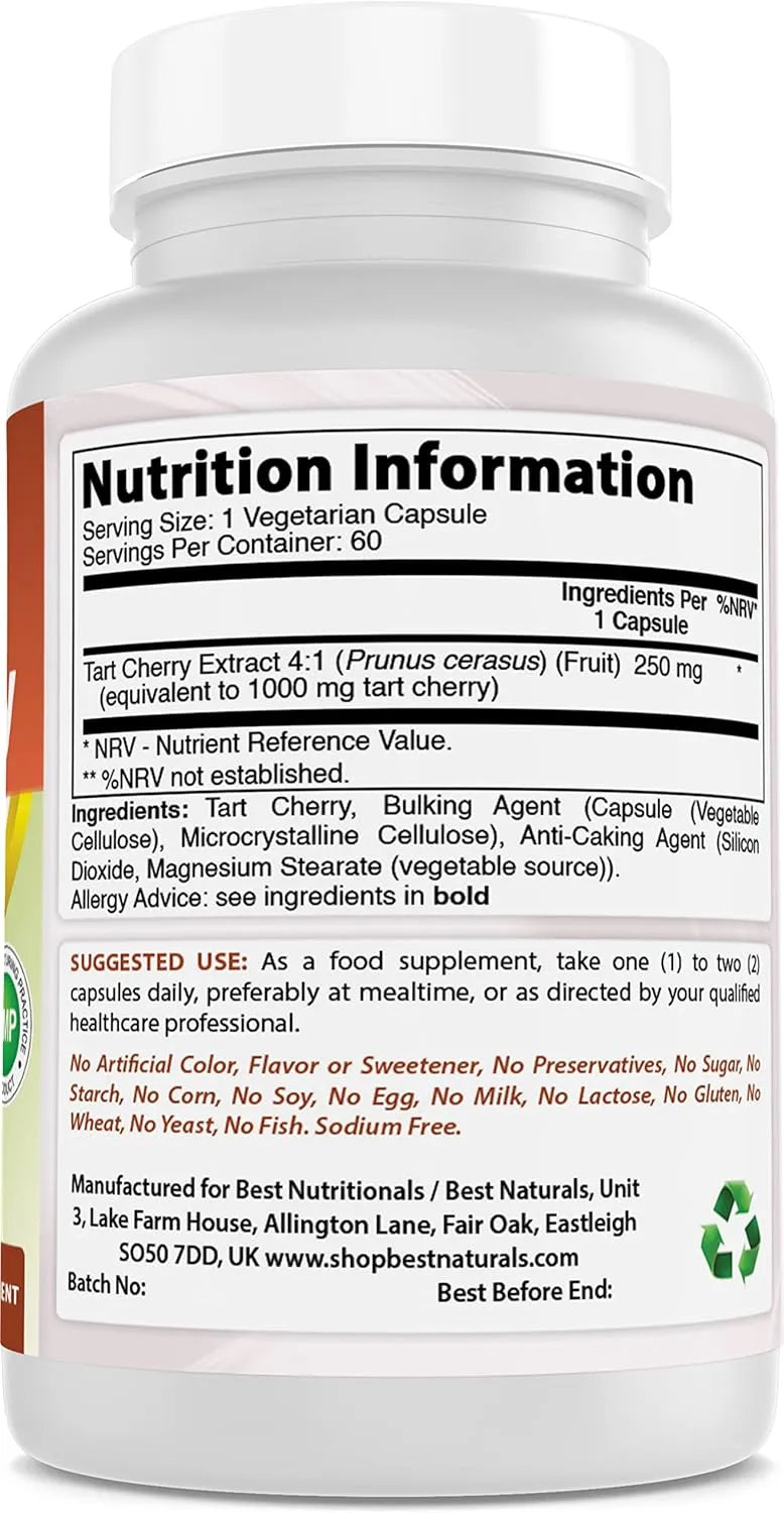 BEST NATURALS - Best Naturals Tart Cherry Extract 1000Mg. 60 Capsulas - The Red Vitamin MX - Suplementos Alimenticios - {{ shop.shopifyCountryName }}