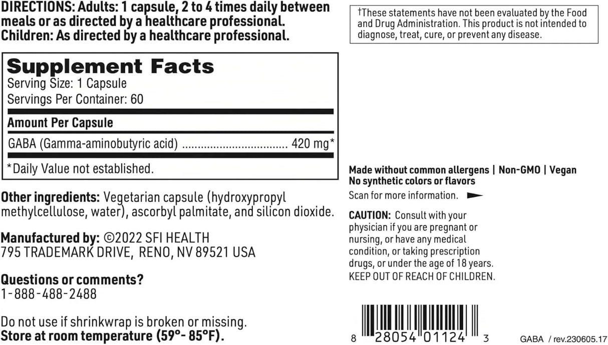 KLAIRE LABS - Klaire Labs GABA 420Mg. 60 Capsulas - The Red Vitamin MX - Suplementos Alimenticios - {{ shop.shopifyCountryName }}