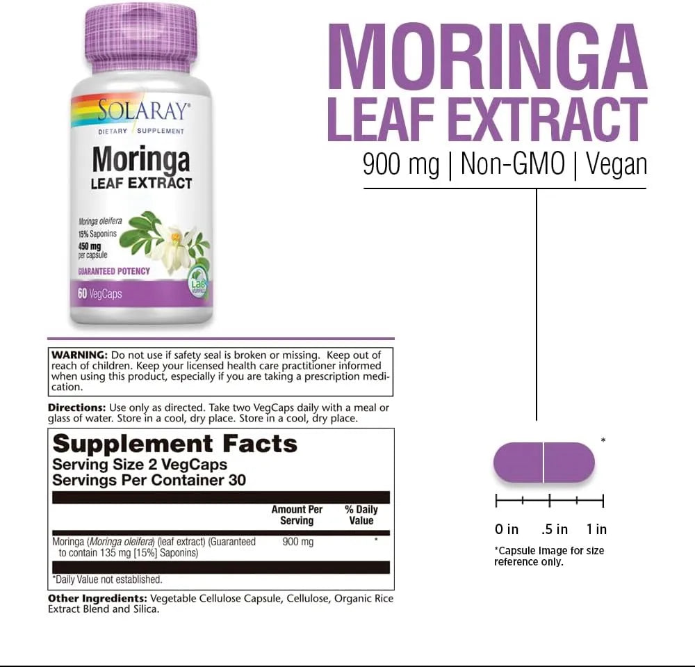 SOLARAY - Solaray Moringa Leaf Extract 450Mg. 60 Capsulas - The Red Vitamin MX - Suplementos Alimenticios - {{ shop.shopifyCountryName }}